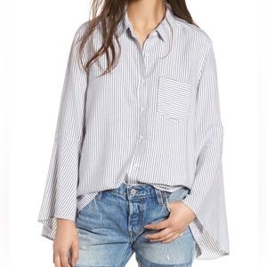 BP. striped bell sleeve blouse